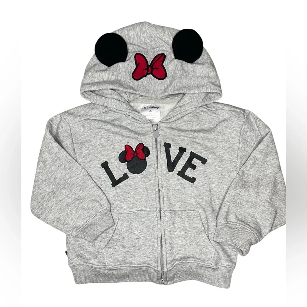 Baby Gap/Disney Collab Gray Minnie Mouse Girls Hoodie-Size 4T/4